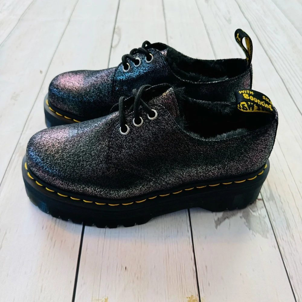 Dr Martens Women’s Holly Platform Retro Quad Gunmetal Shoes Size 7